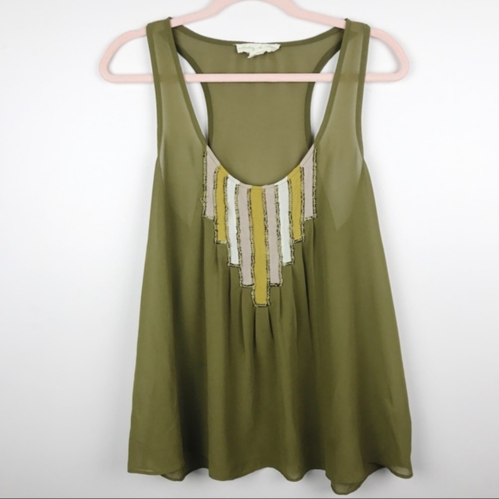 Staring at Stars Green Racerback Embellished Tank Size Large